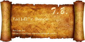 Tallér Bence névjegykártya